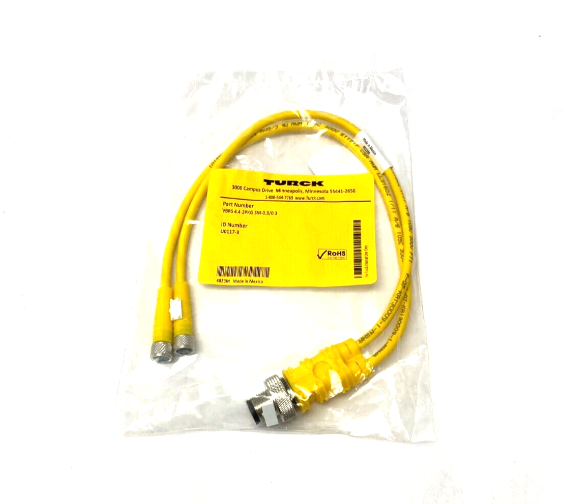 Turck VBRS 4.4-2PKG 3M-0.3/0.3 Molded Twin Junction Cable, U0117-3 - Maverick Industrial Sales