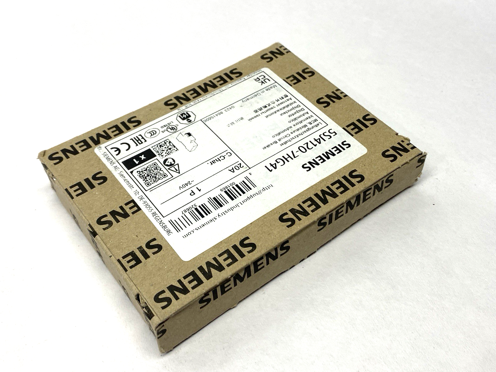 Siemens 5SJ4120-7HG41 Miniature Circuit Breaker 1-Pole C-Trip 240V 14kA 20A - Maverick Industrial Sales