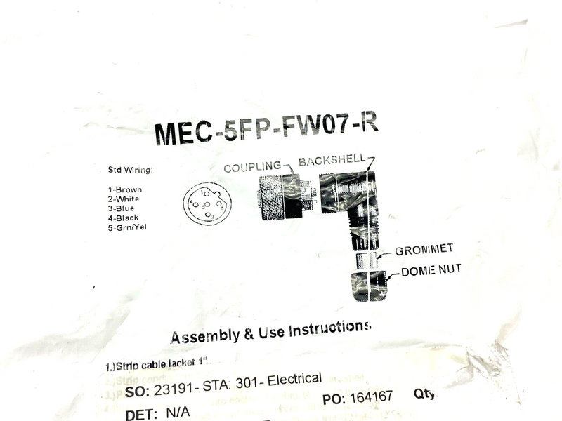 Mencom MEC-5FP-FW07-R Wireable Connector Right Angle 5-Pole - Maverick Industrial Sales