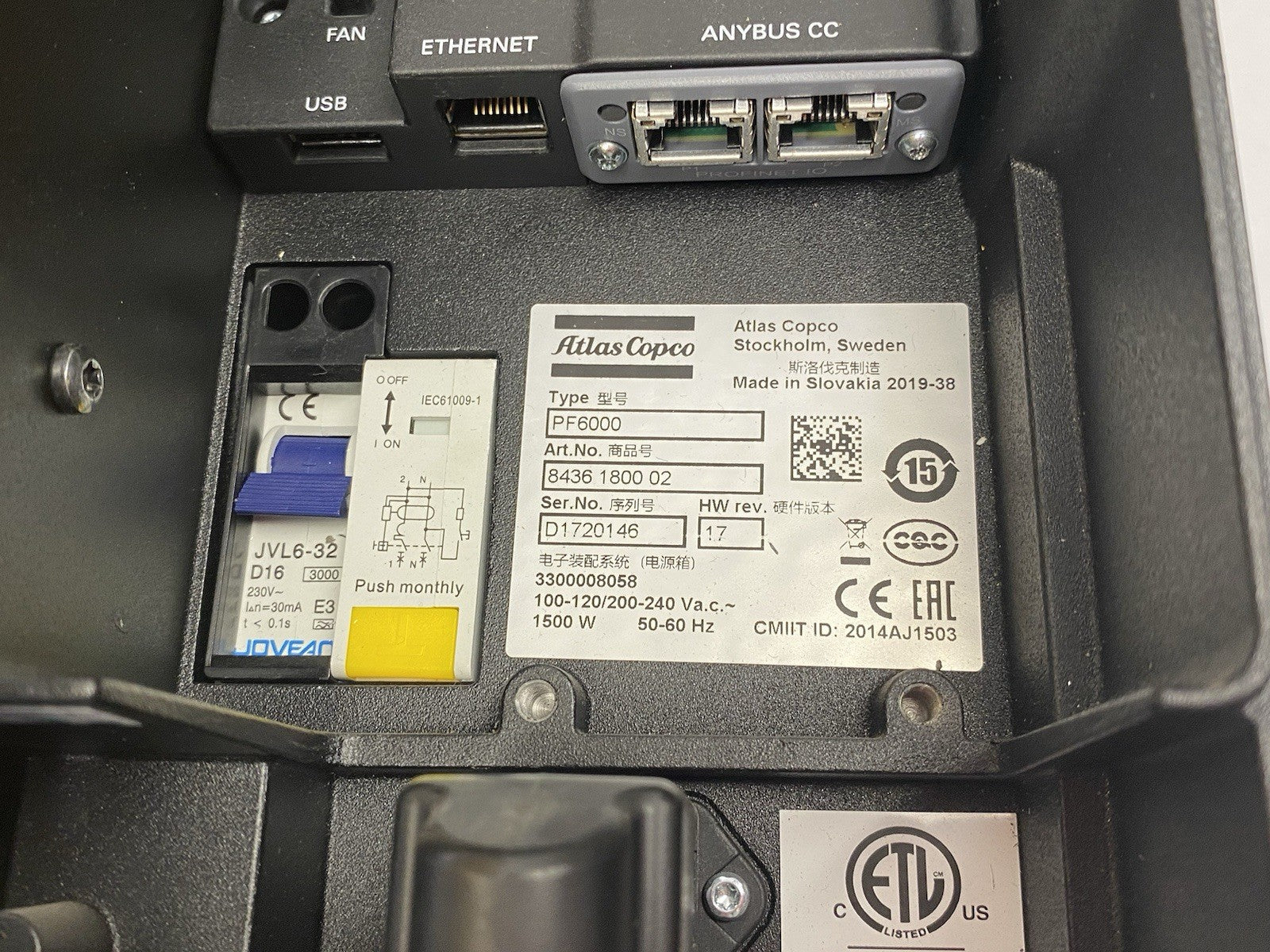 8436 1800 02 | Atlas Copco Power Focus PF6000 Controller NO TOOL CARD/MOUNT PLATE - Used - Maverick Industrial Sales