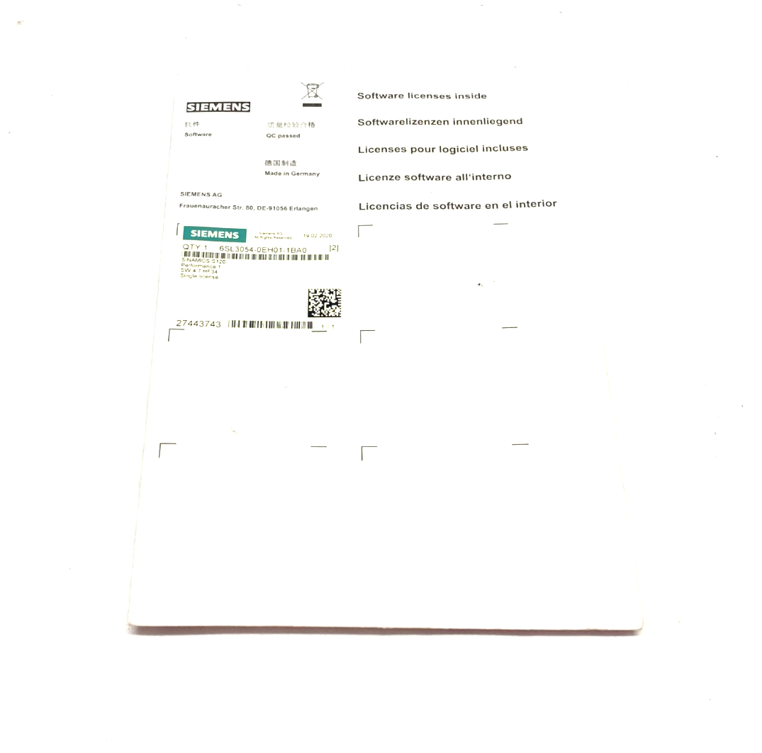 Siemens 6SL3054-0EH01-1BA0 SINAMICS S120 CompactFlash Card 1 SW 4.7 HF34 - Maverick Industrial Sales