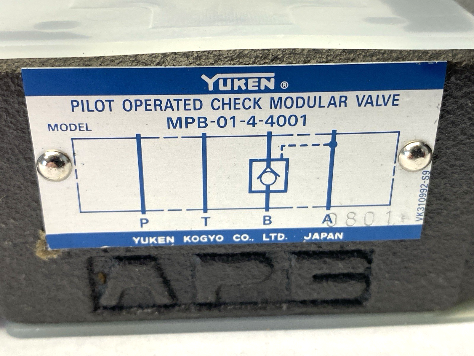 Yuken MPB-01-4-4001 Pilot Operated Check Modular Valve - Maverick Industrial Sales