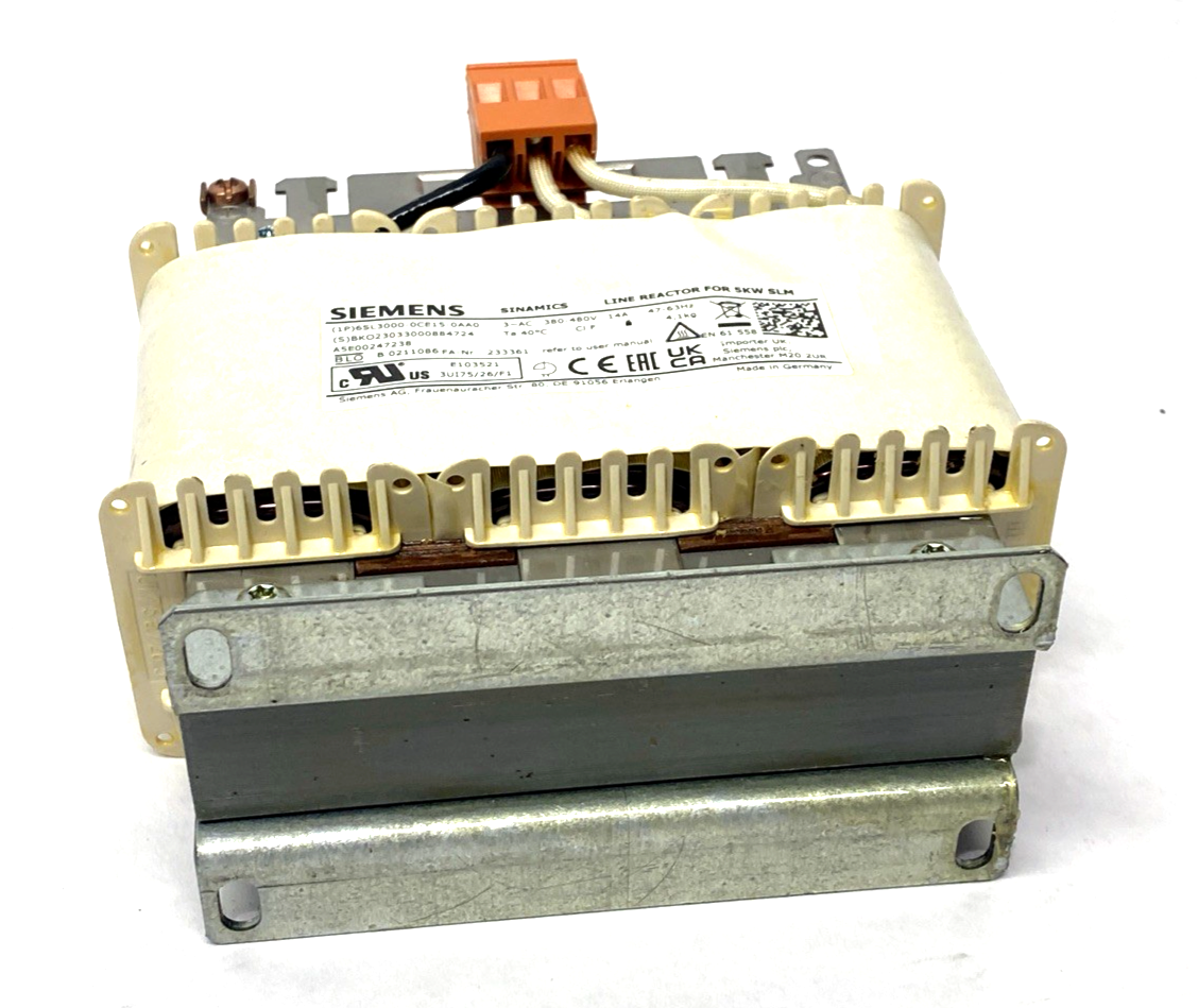 Siemens 6SL3000-0CE15-0AA0 SINAMICS Line Reactor for 5kW Module Input 3-PH 480V - Used - Maverick Industrial Sales