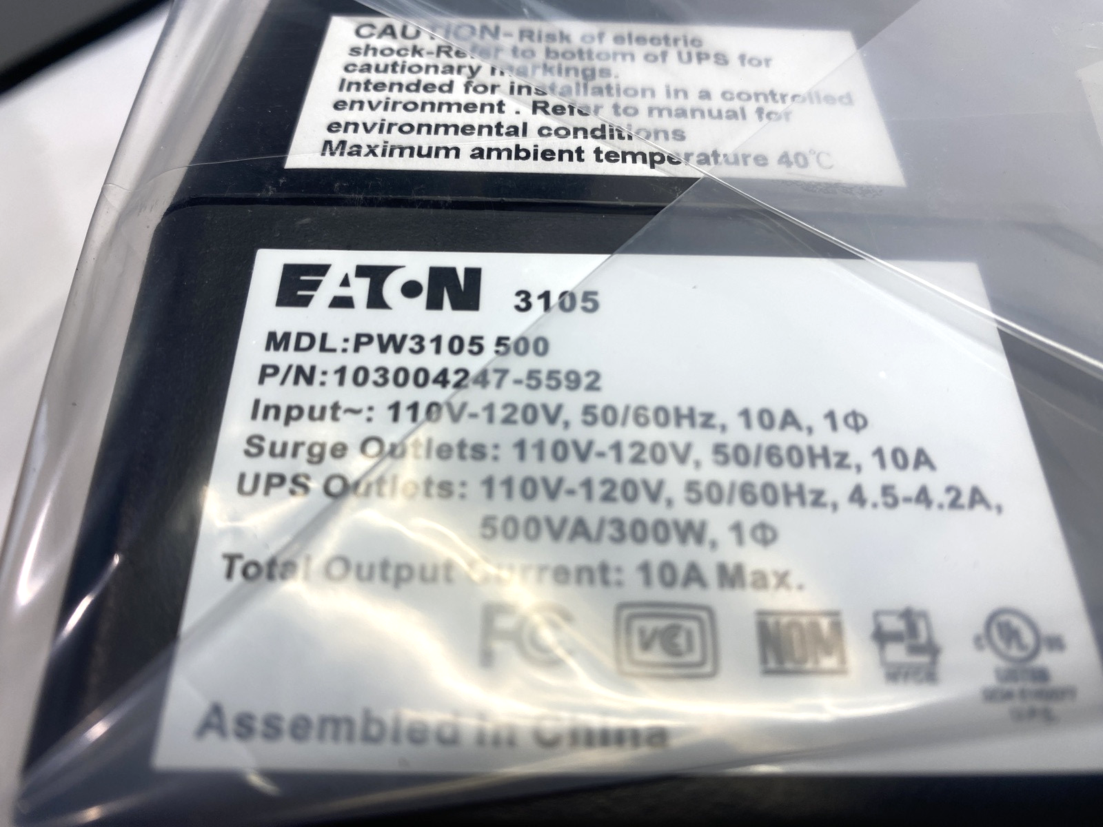 Eaton 103004247-5592 Powerware UPS Battery Backup Surge Protection PW3105 500 - Maverick Industrial Sales