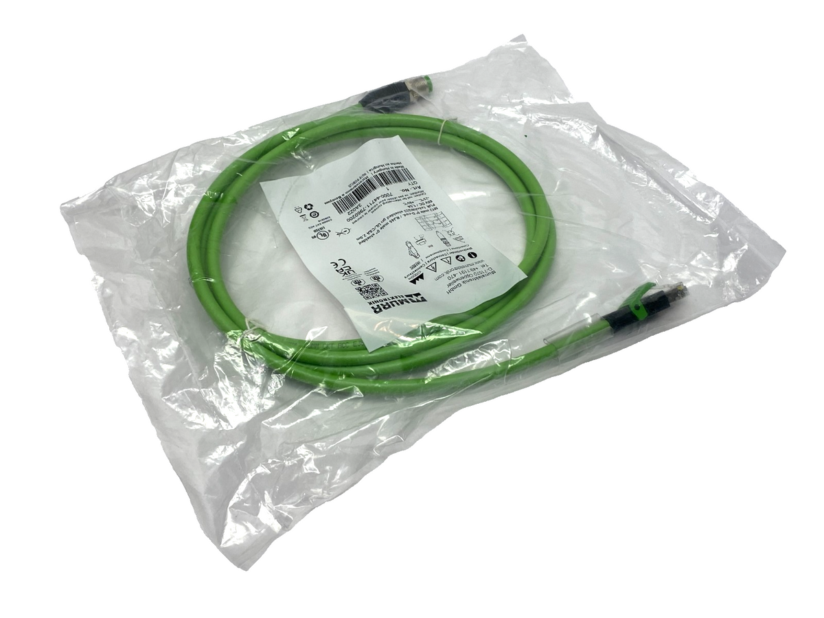 Murrelektronik 7000-44711-7960200 Double Ended Ethernet Cable M12 RJ45 4-Pole 2m - Maverick Industrial Sales