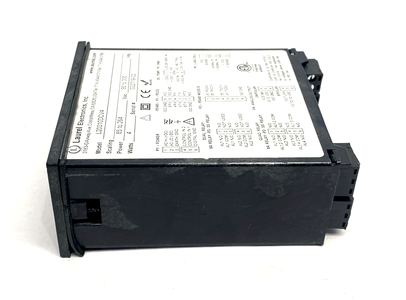 L20010DCV4 | Laurel DC Voltage Current Panel Meter 85–264VAC 4W - Used - Maverick Industrial Sales