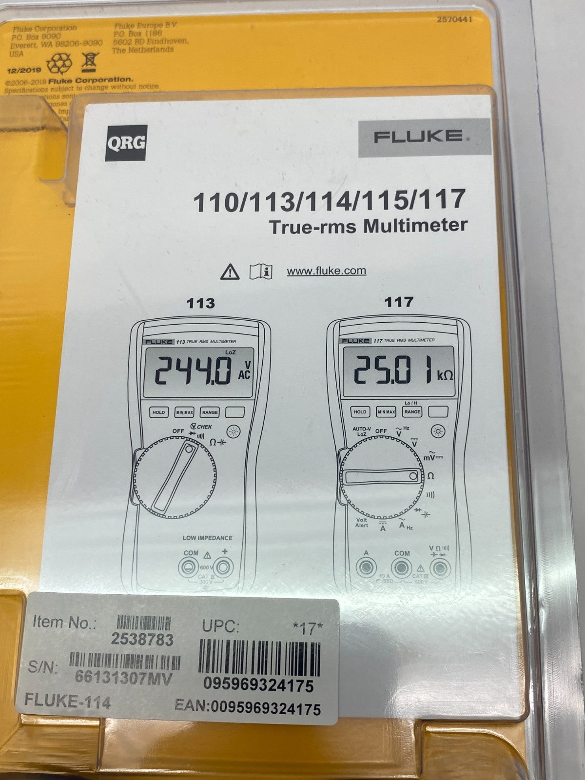 Fluke 114 True-rms Digital Multimeter Kit 2538783 - Maverick Industrial Sales