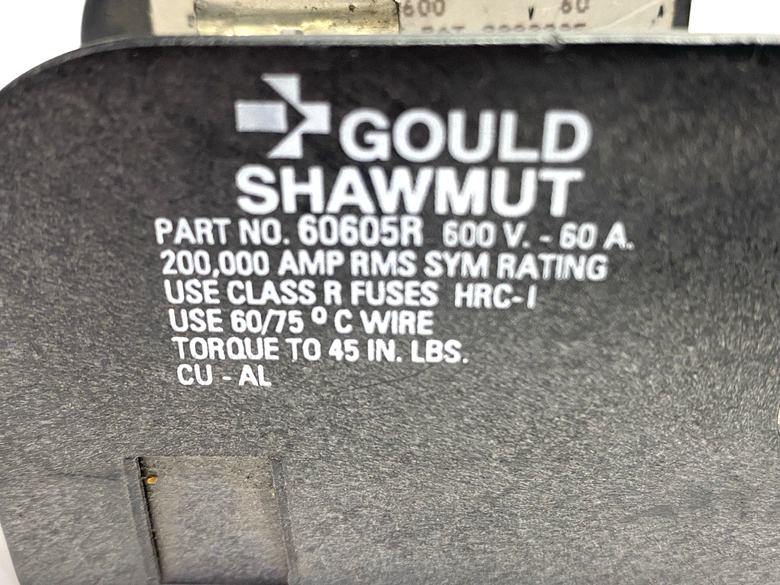 Gould Shawmut 60605R Fuse Holder Class R 600V 60A LOT OF 2 - Used - Maverick Industrial Sales