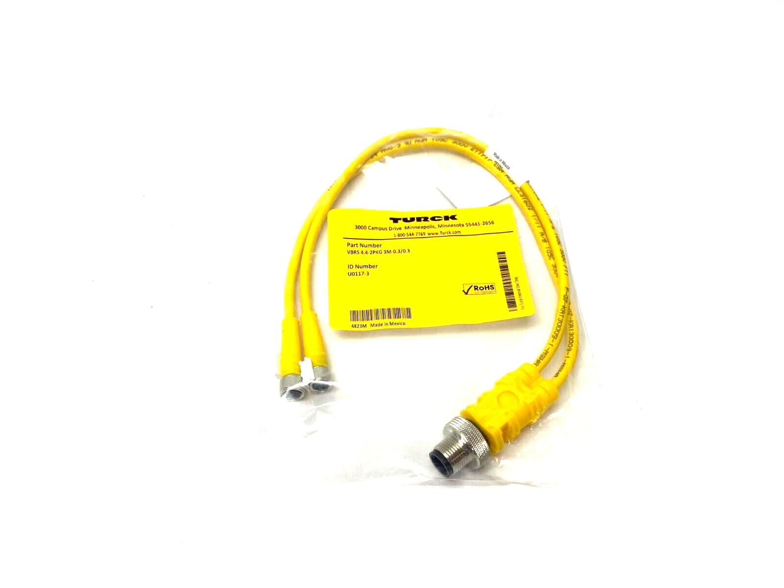 Turck VBRS 4.4-2PKG 3M-0.3/0.3 Molded Twin Junction Cable, U0117-3 - Maverick Industrial Sales
