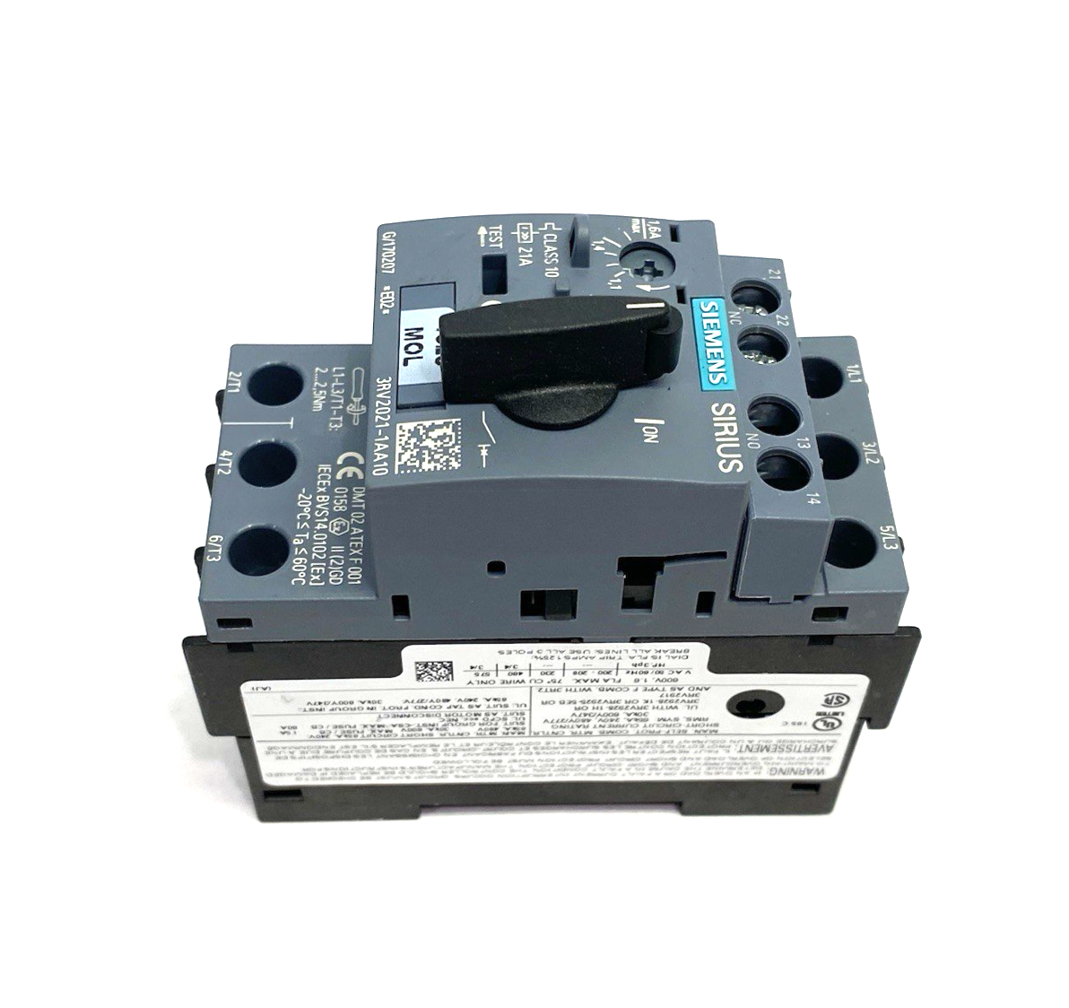 Siemens 3RV2021-1AA10 SIRIUS Motor Protection Circuit Breaker Size S00 - Maverick Industrial Sales