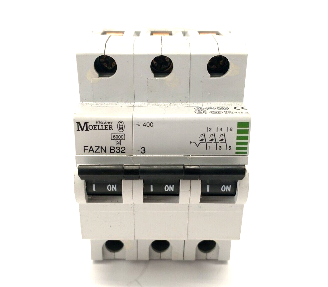 Klockner Moeller FAZNB32-3 Miniature Circuit Breaker, 3-Pole 32A FAZNB32/3 - Maverick Industrial Sales
