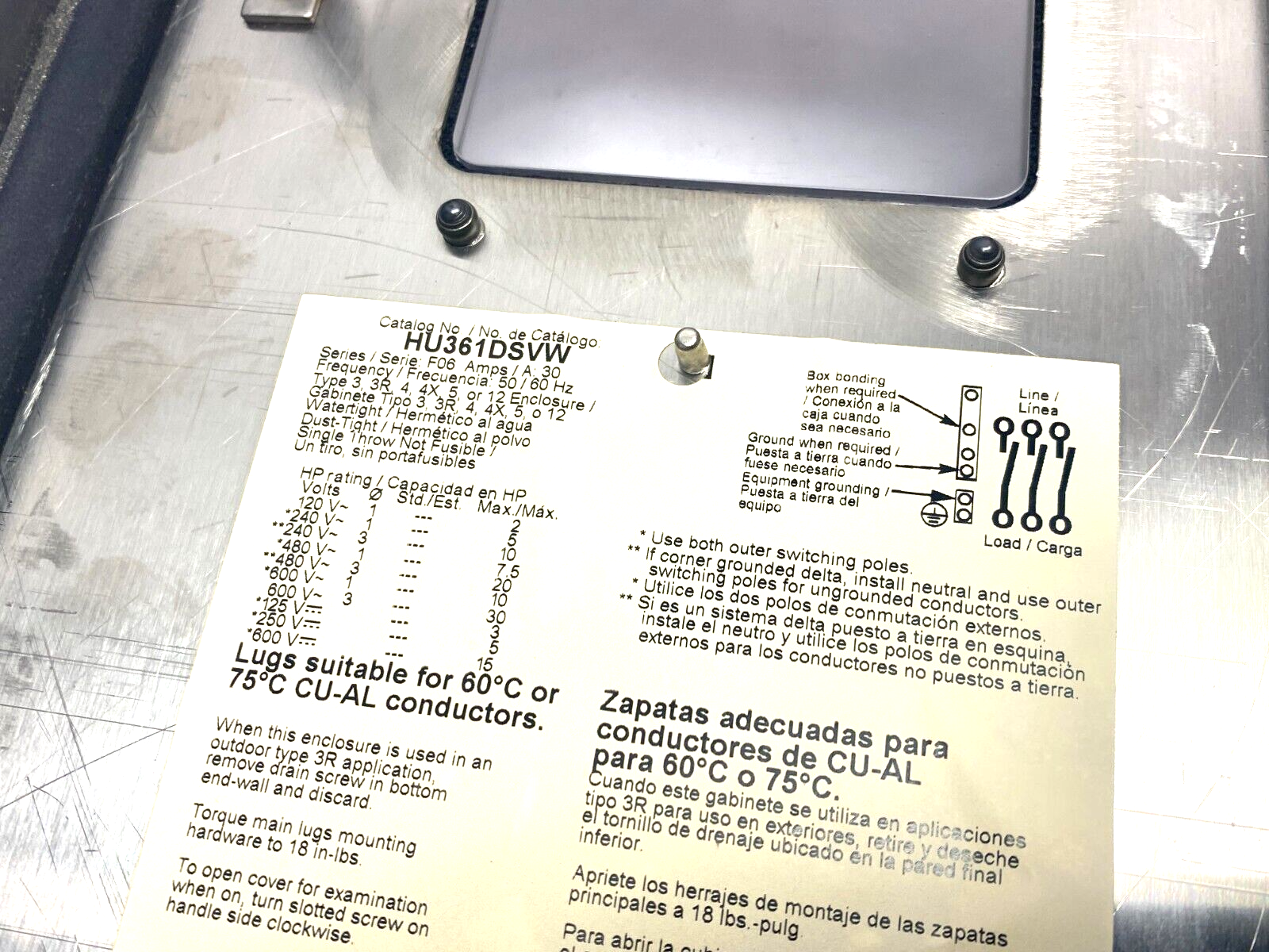 Square D HU361DSVW Stainless Steel Heavy Duty Safety Switch Series F06 - Maverick Industrial Sales