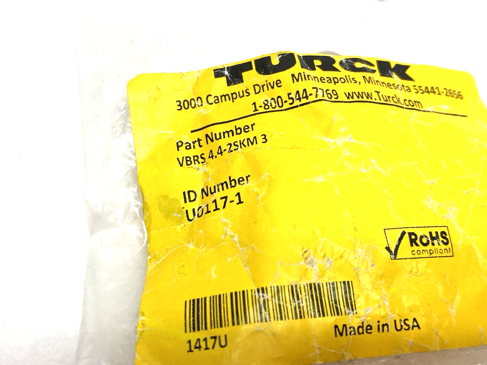 VBRS 4.4-2SKM 3 | Turck Cable Splitter, 2-port, M8 3-Wire to M12 U0117-1 - New - Maverick Industrial Sales