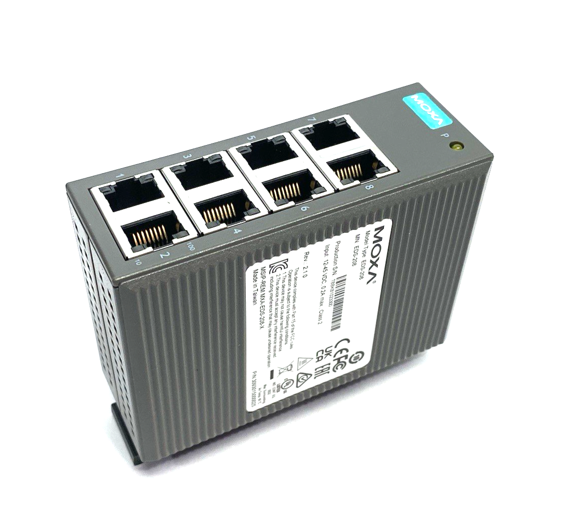 EDS-208 | Moxa Entry-Level Unmanaged Ethernet Switch 8-Port NO TERMINAL CONN. - Used - Maverick Industrial Sales