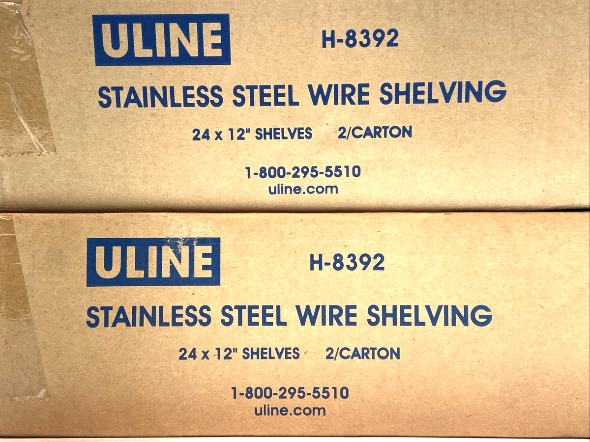Uline H-8392 Stainless Steel Wire Shelves 24" x 12" NO LEGS LOT OF 4 - Maverick Industrial Sales