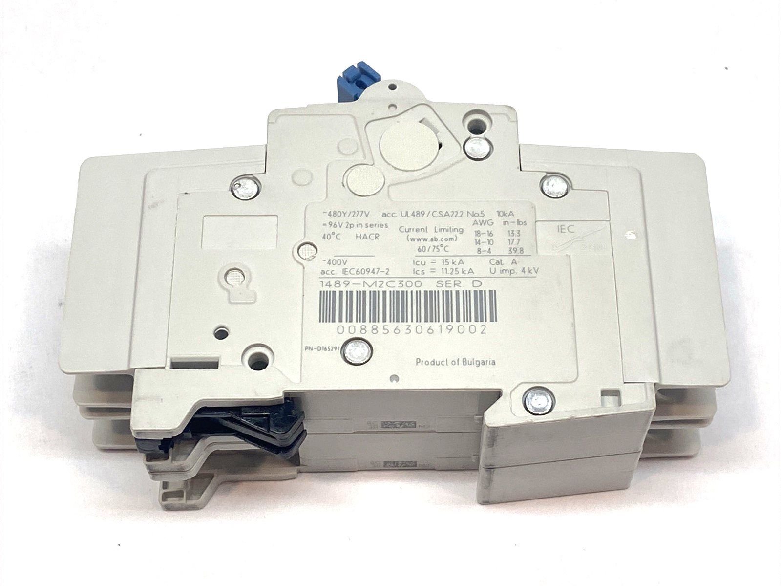 Allen Bradley 1489-M2C300 Ser. D 2 Pole Circuit Breaker ~480Y/277V 50/60Hz 30A - Maverick Industrial Sales
