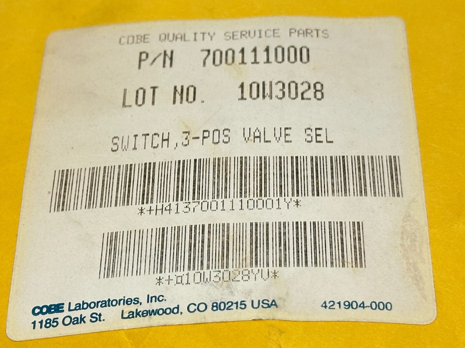 Cobe 700111000 3-Position Switch - Maverick Industrial Sales