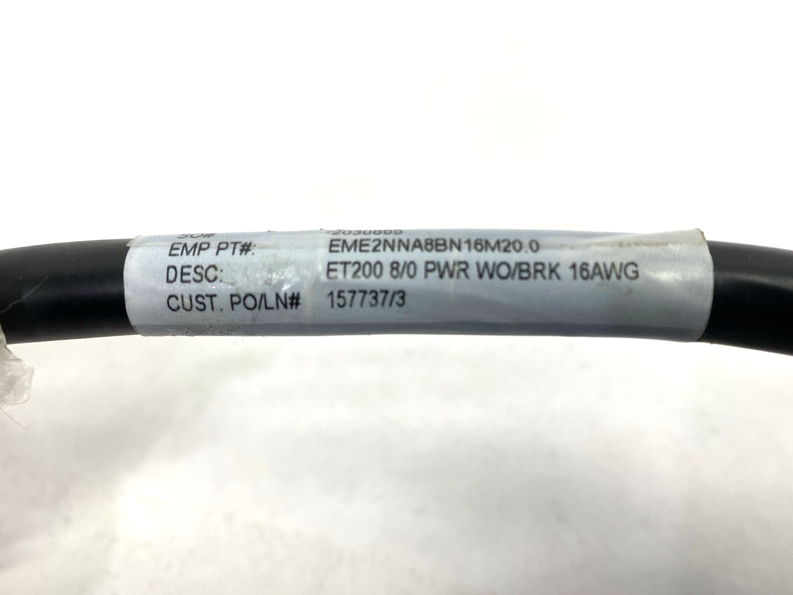 Electro-Magnetic Integrated EME2NNA8BN16M20.0 Single-End Connector Cordset 16AWG - Maverick Industrial Sales