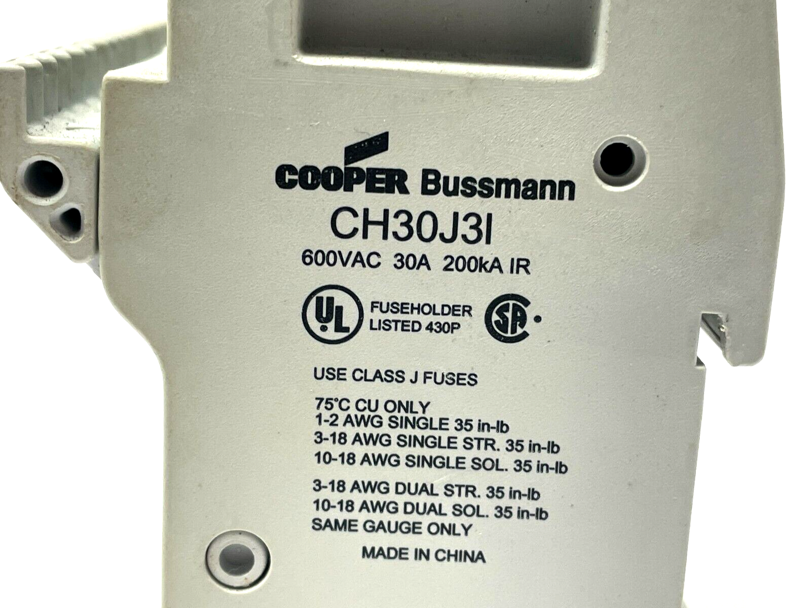 Bussmann CH30J3I Modular Fuse Holder 600VAC 30A 200kA 3-Pole - Maverick Industrial Sales