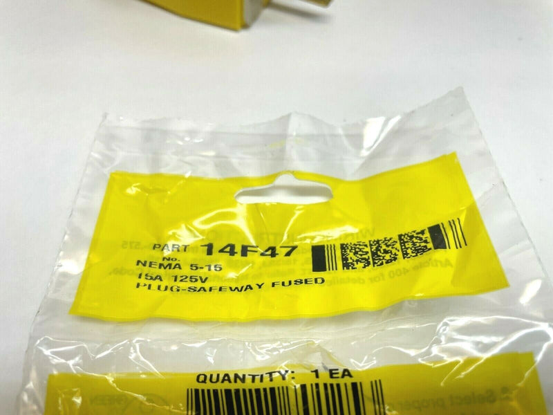 Woodhead 14F47 Safeway Fused Plug, 15A, 125V, NEMA 5-15, Yellow - Maverick Industrial Sales