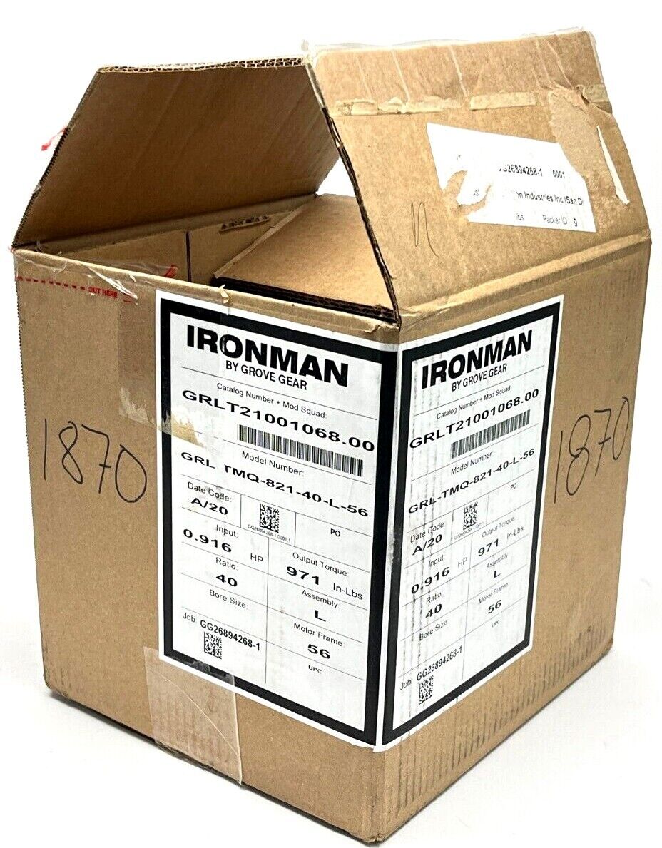 Grove Gear GRL-TMQ-821-40-L-56 Right Angle Gear Reducer 40:1 GRLT21001068.00 - Maverick Industrial Sales
