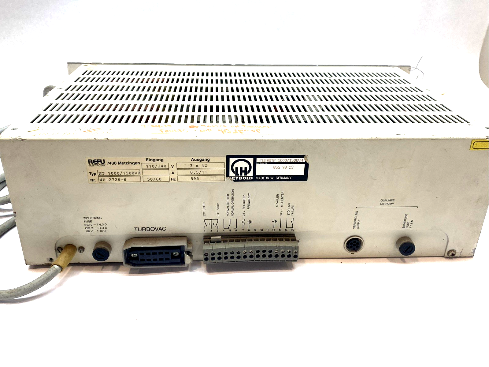 NT 1000/1500 | Leybold Turbotronik Turbo Pump Controller / Frequency Converter - For parts or not working - Maverick Industrial Sales