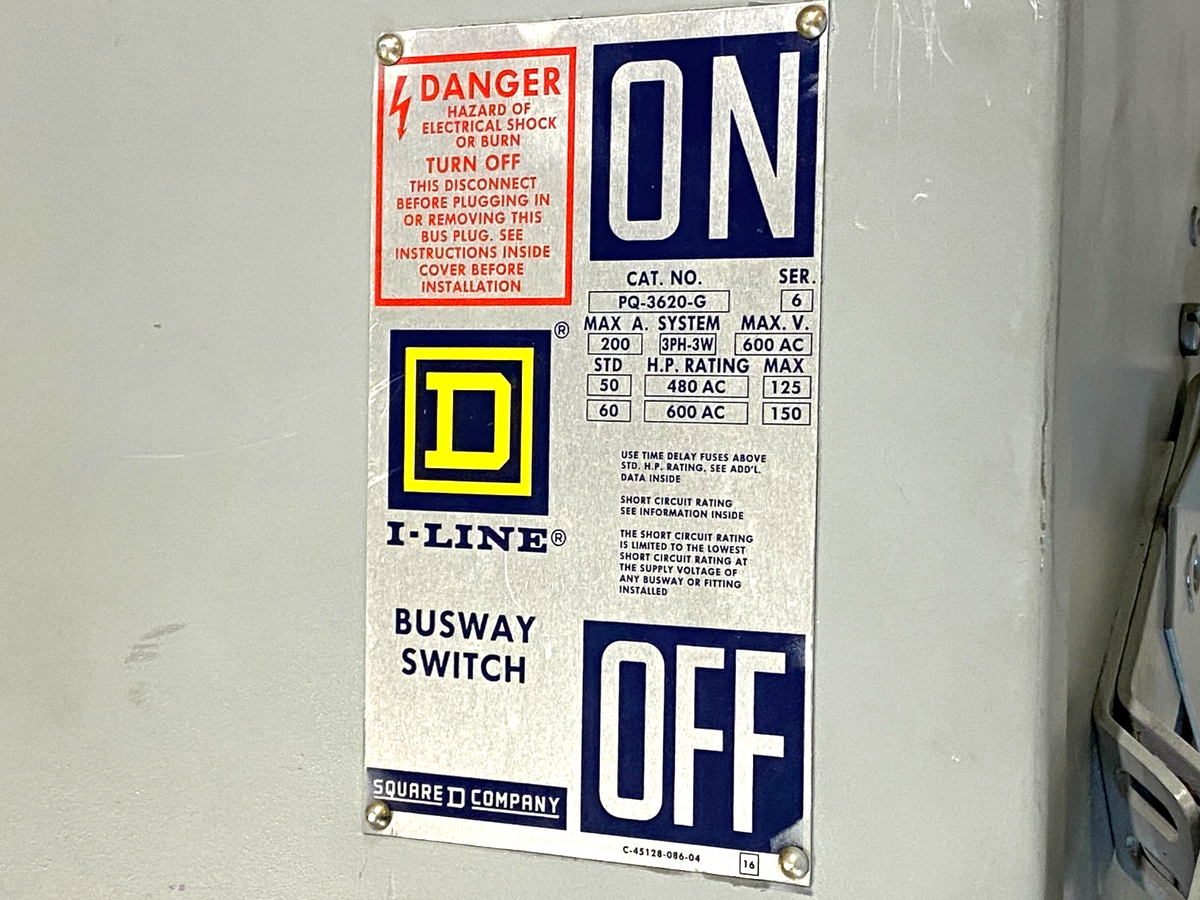 PQ3620G | Square D Fusible Bus Plug-In Unit, I-Line, 3-Pole, 3-Fuse, 600VAC, 200A - Used - Maverick Industrial Sales
