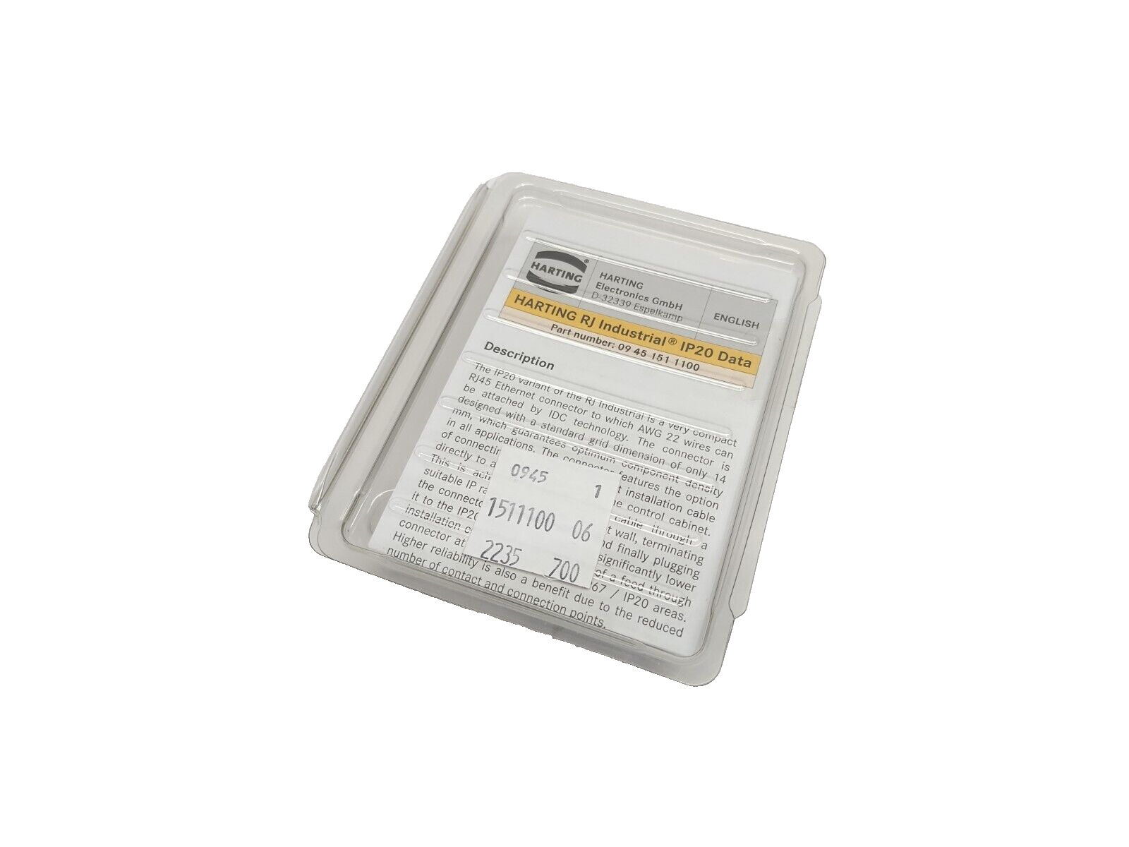 Harting 09451511100 Ethernet Connector RJI RJ45 Plug Cat5 4p IDC 09 45 151 1100 - Maverick Industrial Sales