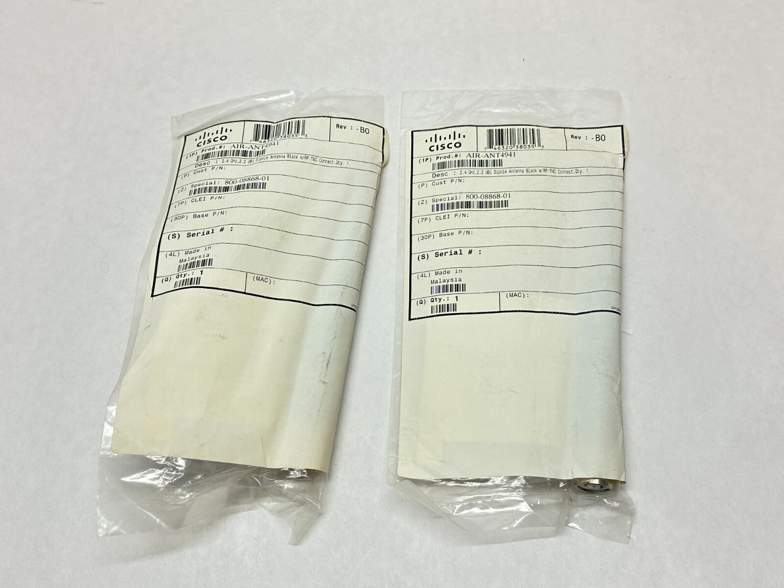 Cisco 74-1864-01 Dipole Antenna 2.4GHz 2.2dBi w/ RP-TNC AIR-ANT4941 LOT OF 2 - Maverick Industrial Sales