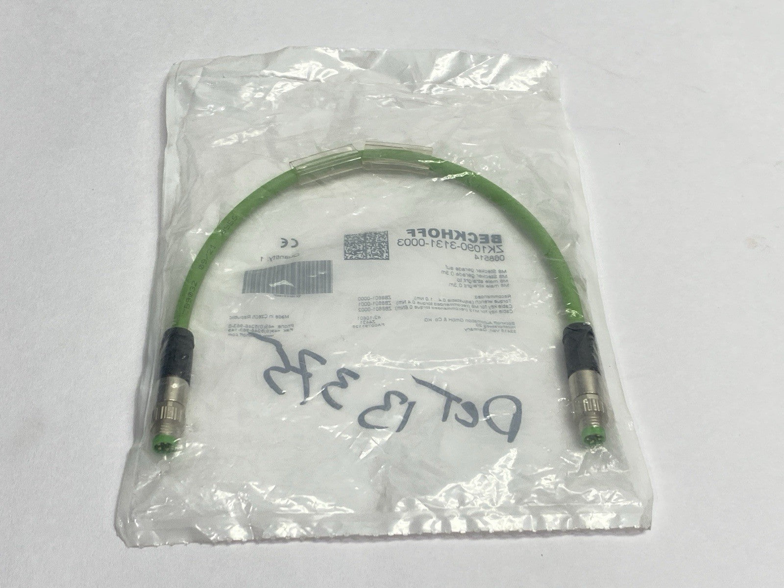 Beckhoff ZK1090-3131-0003 Industrial Ethernet Cable Male M8 4-Pin 0.3m 068514 - Maverick Industrial Sales