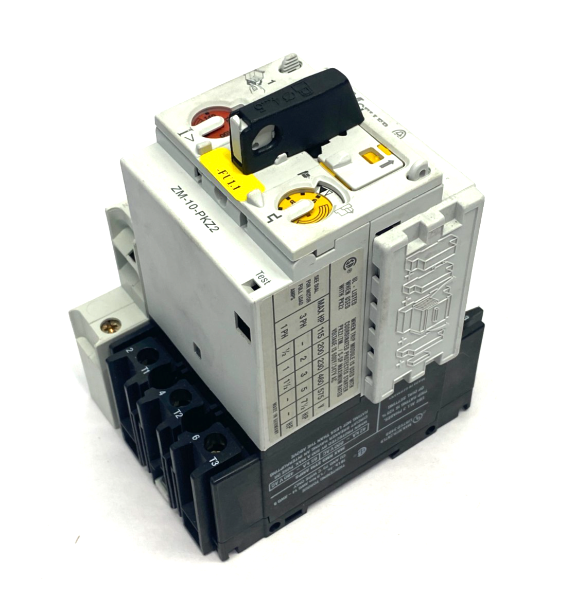 PKZ 2,ZM-10-PKZ2 | Moeller PKZ 2, ZM-10-PKZ2, NHI 11-PKZ 2 Motor Protection Breaker Assembly - Used - Maverick Industrial Sales
