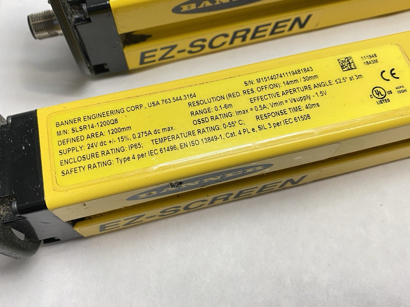 Banner SLSP14-1200Q88 EZ-SCREEN Type 4 Safety Light Curtain Pair 72386 - Maverick Industrial Sales