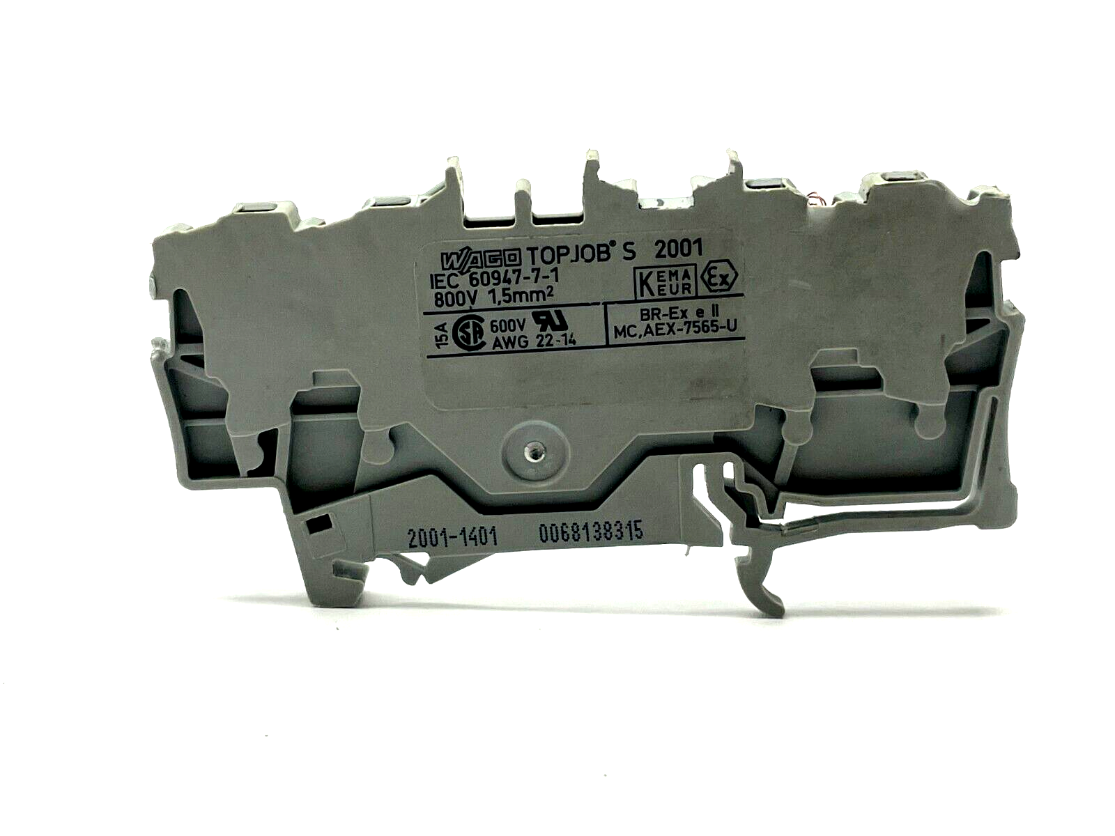 Wago 2001-1401 Terminal Blocks 4 Position Feed Through Gray 14-18 AWG LOT OF 4 - Maverick Industrial Sales