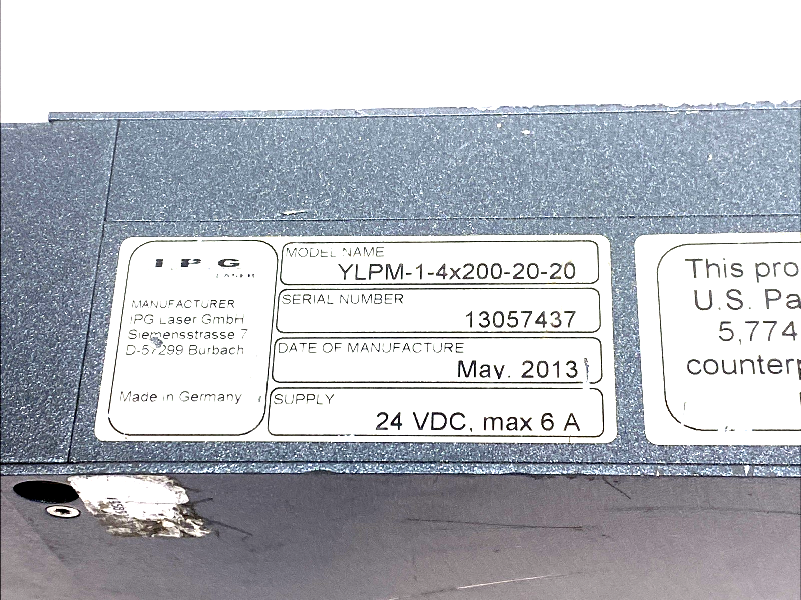 YLPM-1-4x200-20-20 | IPG 20W Pulsed Fiber Laser 1064nm - For parts or not working - Maverick Industrial Sales