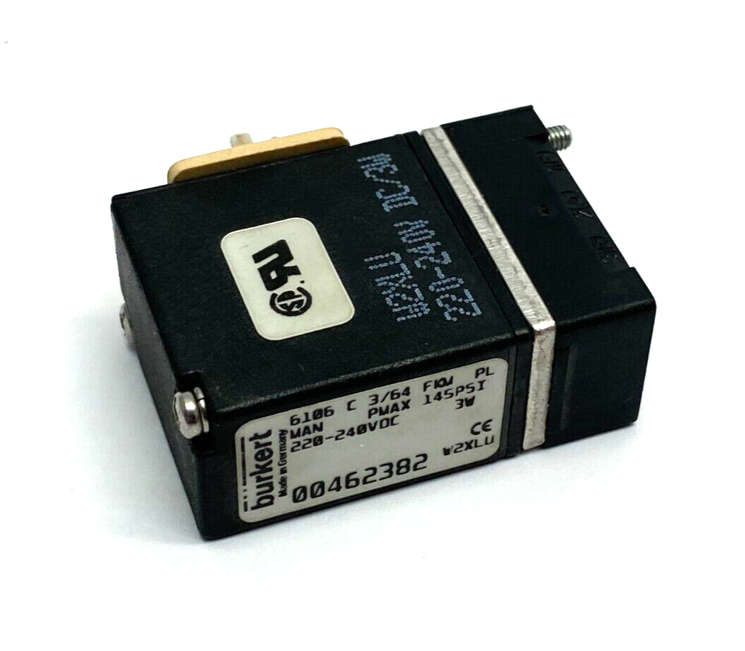 Bürkert W2XLU Solenoid Valve Plug-In 6106 C 3/64 FKM PL 145psi 220-240V 00462382 - Maverick Industrial Sales