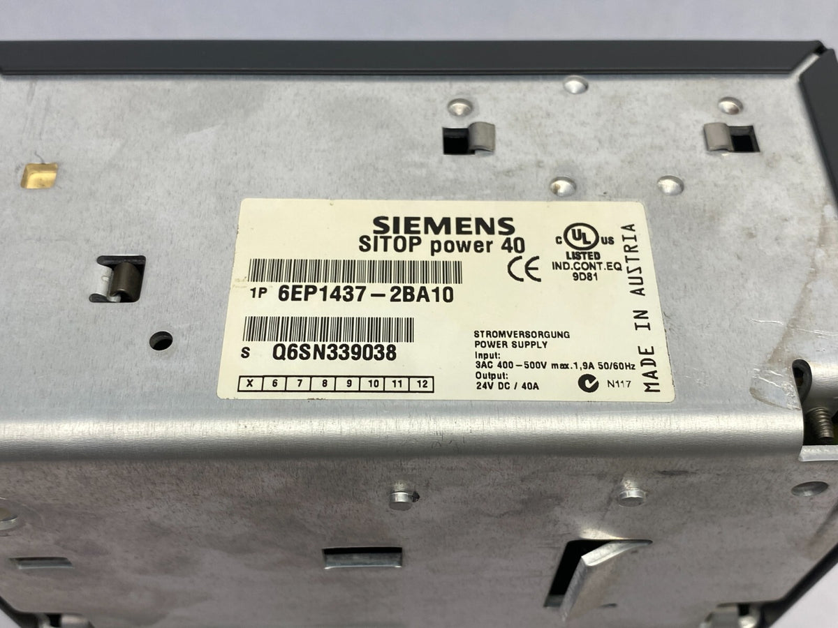 6EP1437-2BA10 | Siemens SITOP Power 40 Power Supply 400-500VAC to 24VDC 40A - Used - Maverick Industrial Sales
