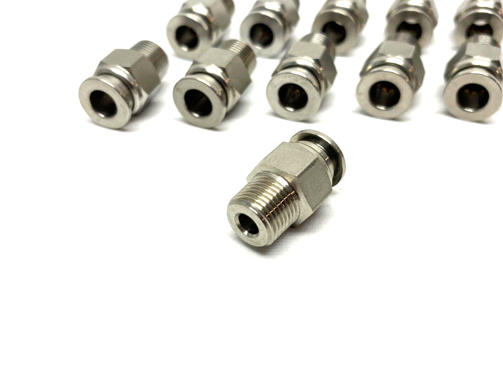 Stainless Steel Straight Snap-Connect Tube Fitting 6mm OD 1/8" Thread LOT OF 11 - Maverick Industrial Sales