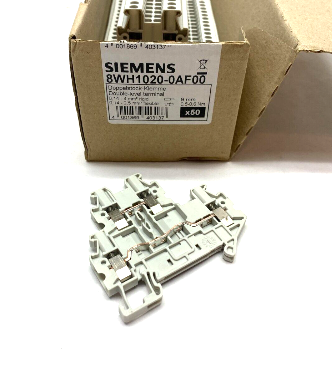 Siemens 8WH1020-0AF00 Two-Tier Feed-Through Terminal Block Gray 2.5mm BOX OF 46 - Maverick Industrial Sales