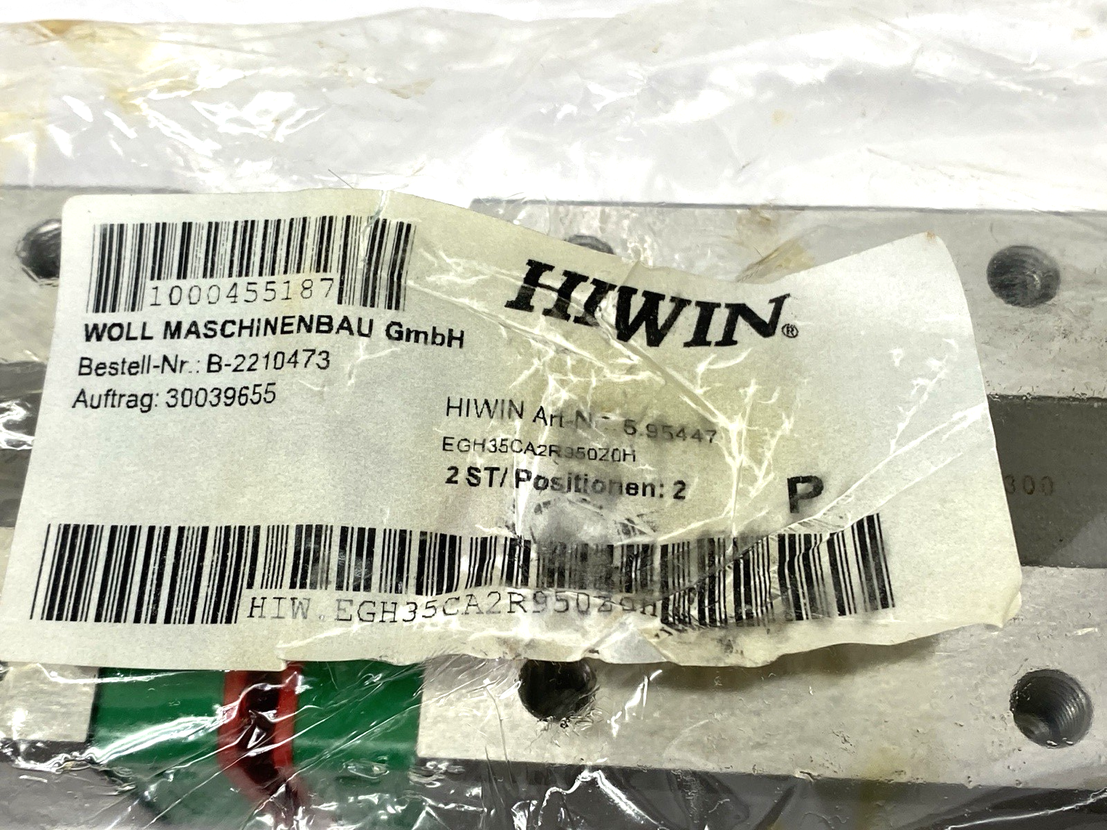 Hiwin EGH35CA2R950Z0H Linear Guide Rail Assembly 950mm Overall Length - Maverick Industrial Sales