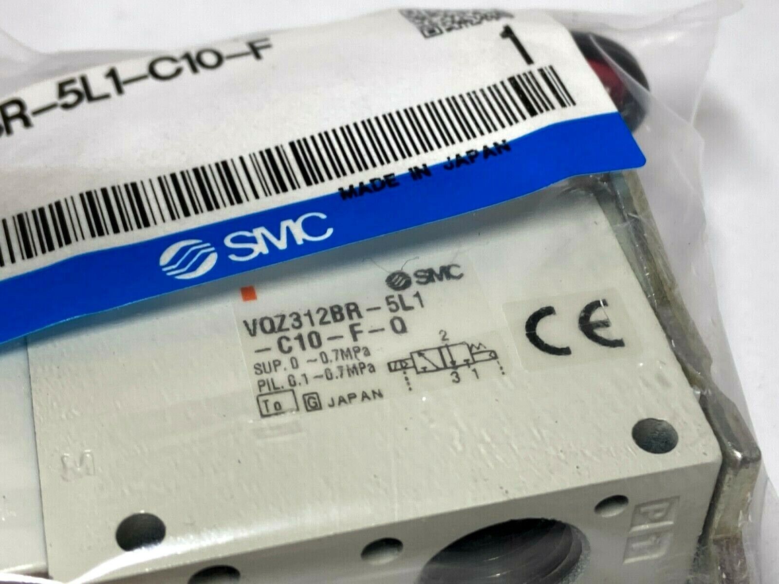 SMC VQZ312BR-5L1-C10-F 5 Port Solenoid Valve 2 Position 18mm Body L Type Plug - Maverick Industrial Sales