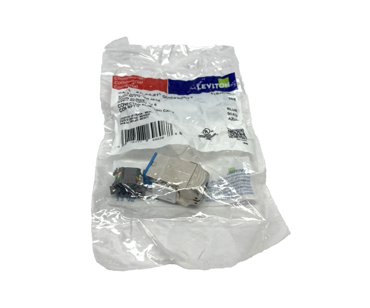 61SJK-RL6 | Leviton ATLAS-X1 Cat 6 Shielded QUICKPORT Jack, Blue - New - Maverick Industrial Sales