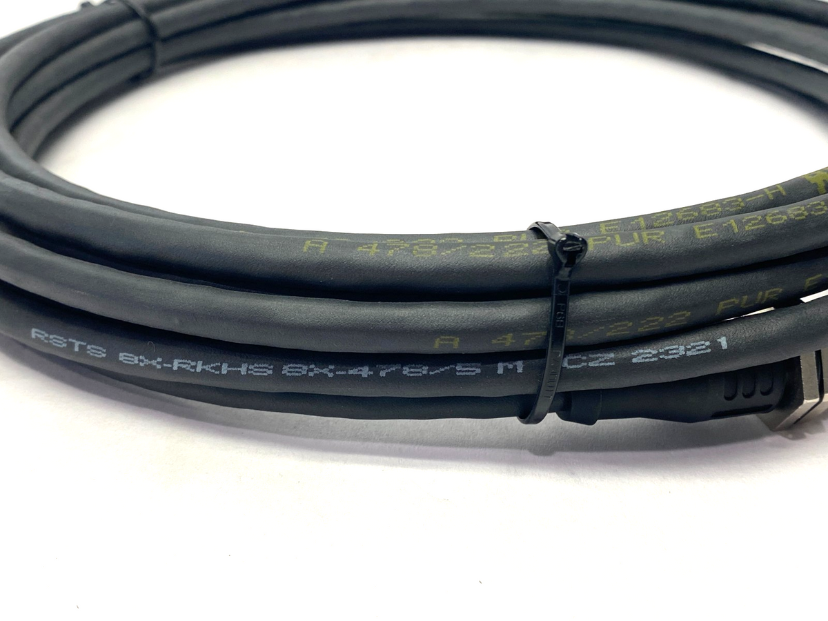 | Lumberg Automation RSTS 8X-RKHS 8X-478/5M Ethernet Cable M12 8-Pin M/F 5m - New – Open box - Maverick Industrial Sales
