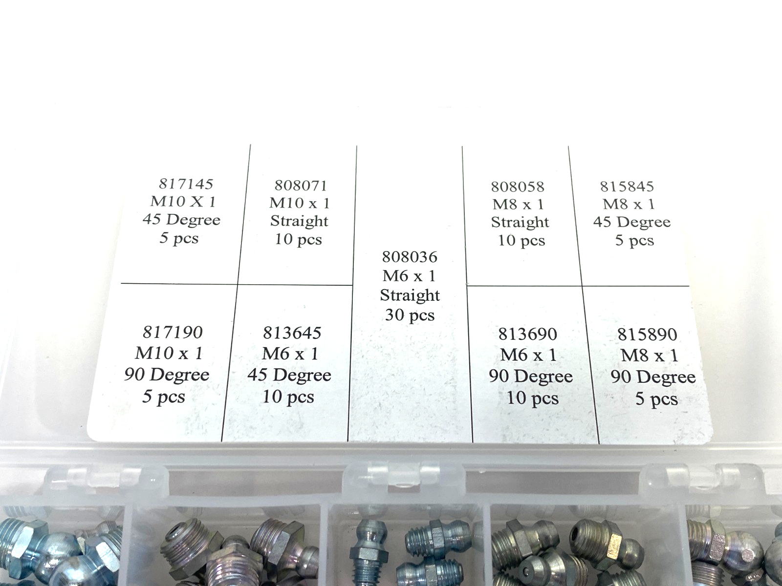Kingfisher 52WN21 Metric Type Grease Fitting Kit 90 PCS - Maverick Industrial Sales