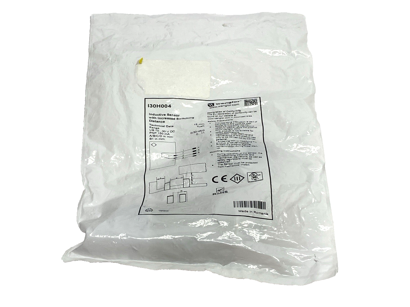 Wenglor I30H004 Inductive Sensor w/ Increased Switching Distance 15mm 10-30VDC - Maverick Industrial Sales