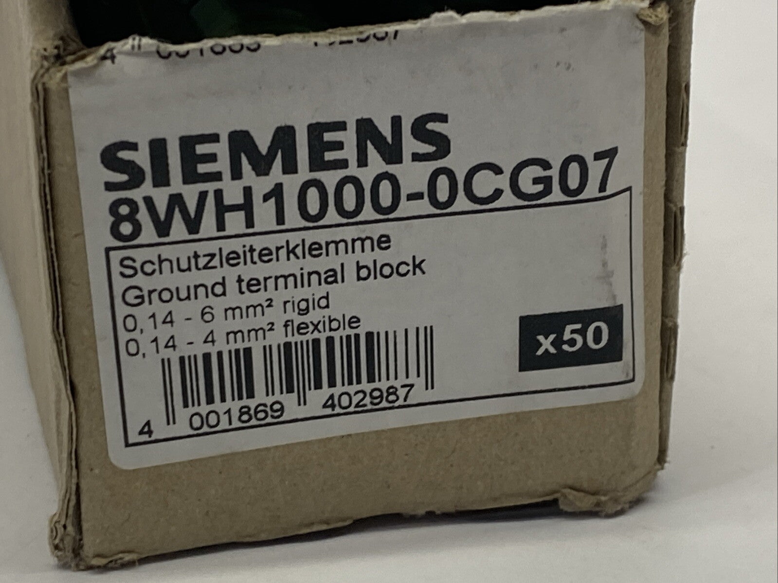 Siemens 8WH1000-0CG07 Ground Terminal Block Green/Yellow LOT OF 49 - Maverick Industrial Sales