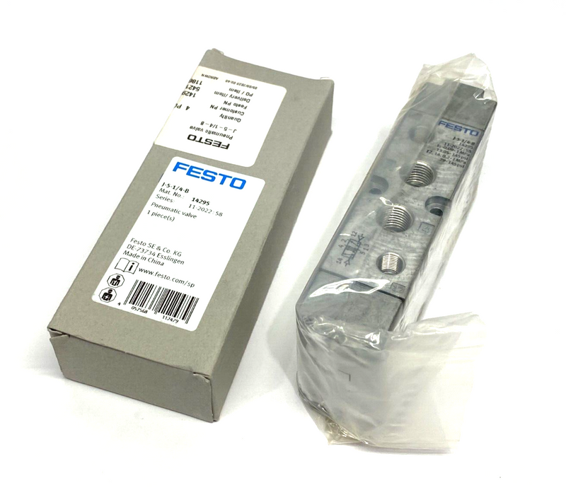 Festo J-5-1/4-B Pneumatic Valve 5/2 Double Solenoid 1/4" Ports 14295 - Maverick Industrial Sales