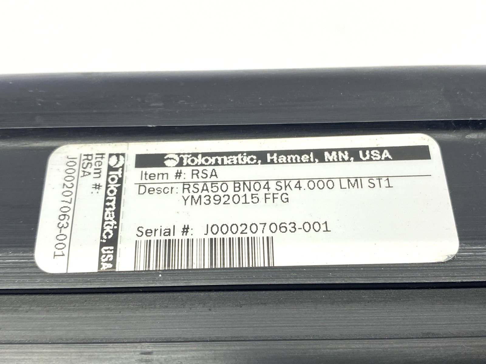 Tolomatic RSA50BN04SK4.000LMIST1YM392015FFG Electric Rod Linear Actuator - Maverick Industrial Sales