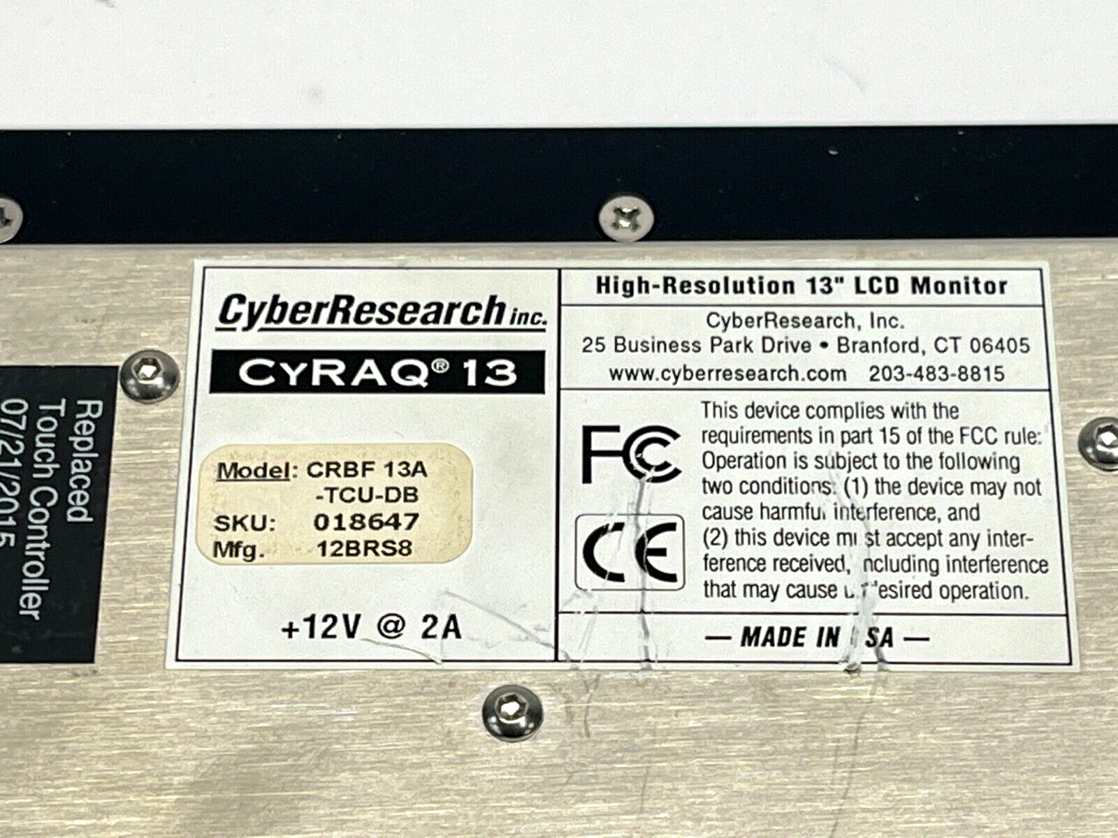 Cyber Research CRBF 13A-TCU-DB CYRAQ 13 High Resolution 13" LCD Touch Monitor - Maverick Industrial Sales