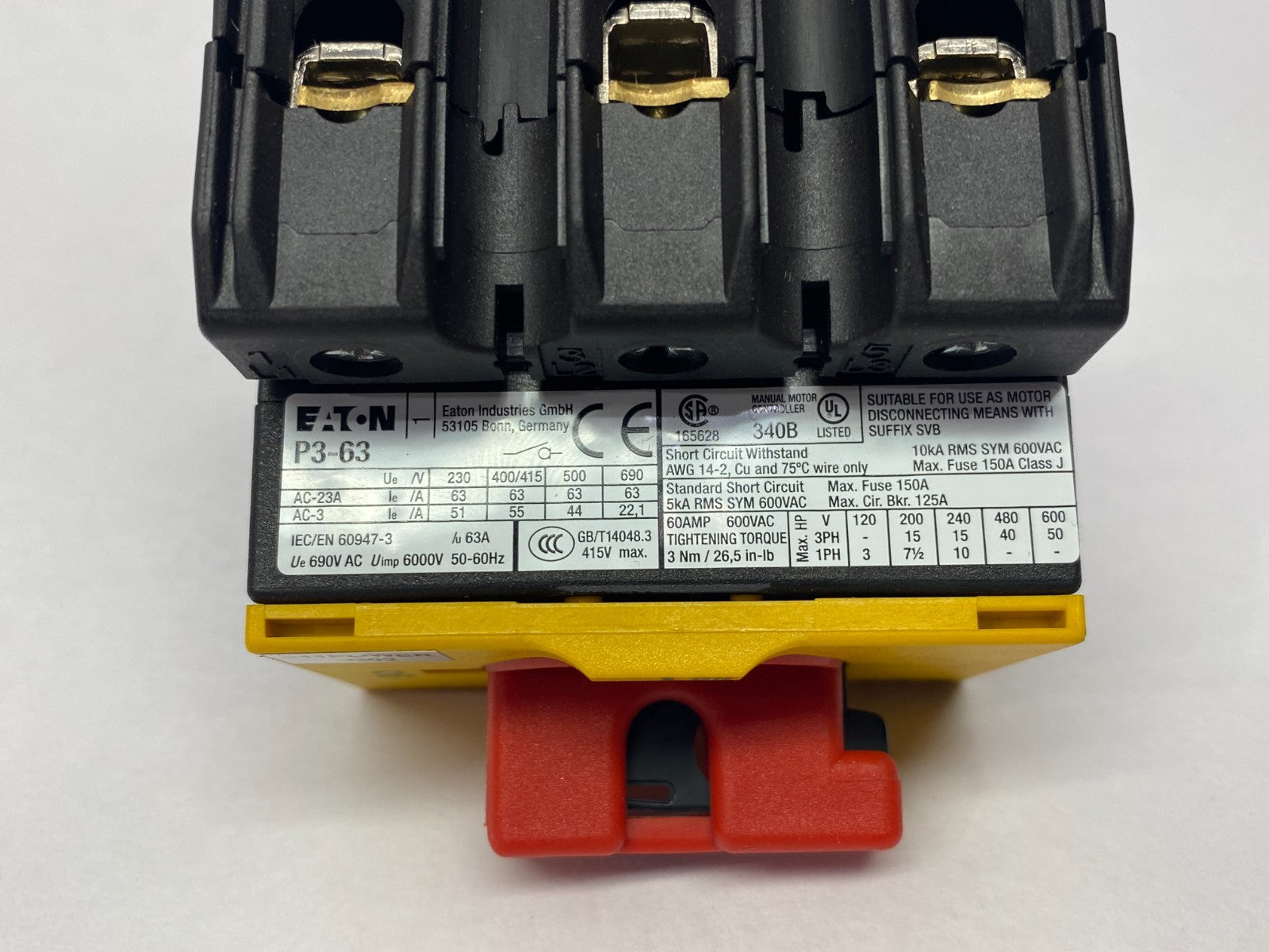 Eaton P3-63/IVS-RT Moeller Series On/Off Switch, 3-Pole, 63A, 045845 - Maverick Industrial Sales