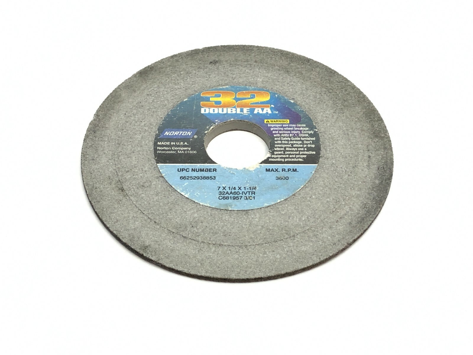 Norton 32AA60-IVTR Grinding Wheels 1-1/4" Bore 3600 RPM LOT OF 5 - Maverick Industrial Sales